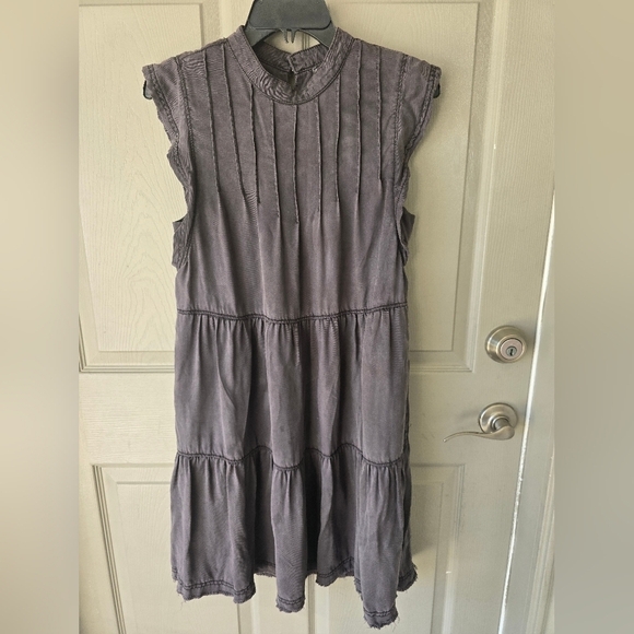 Anthropologie Jenee Tiered Tunic Dress Sz S Washed Black Short Casual - Picture 2 of 14